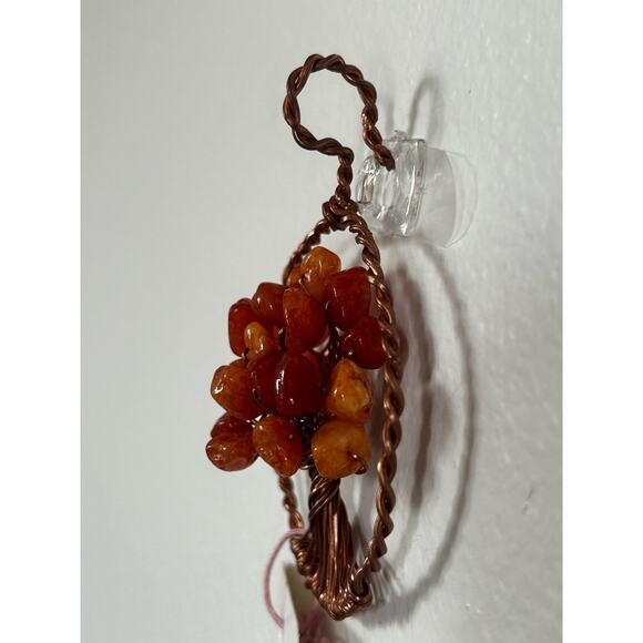 Handmade Copper and Serpentine Crystal Tree of life 3.5x2” Wall Decor - Picture 3 of 5